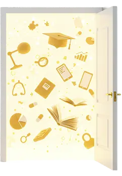 Porta com ícones dourados